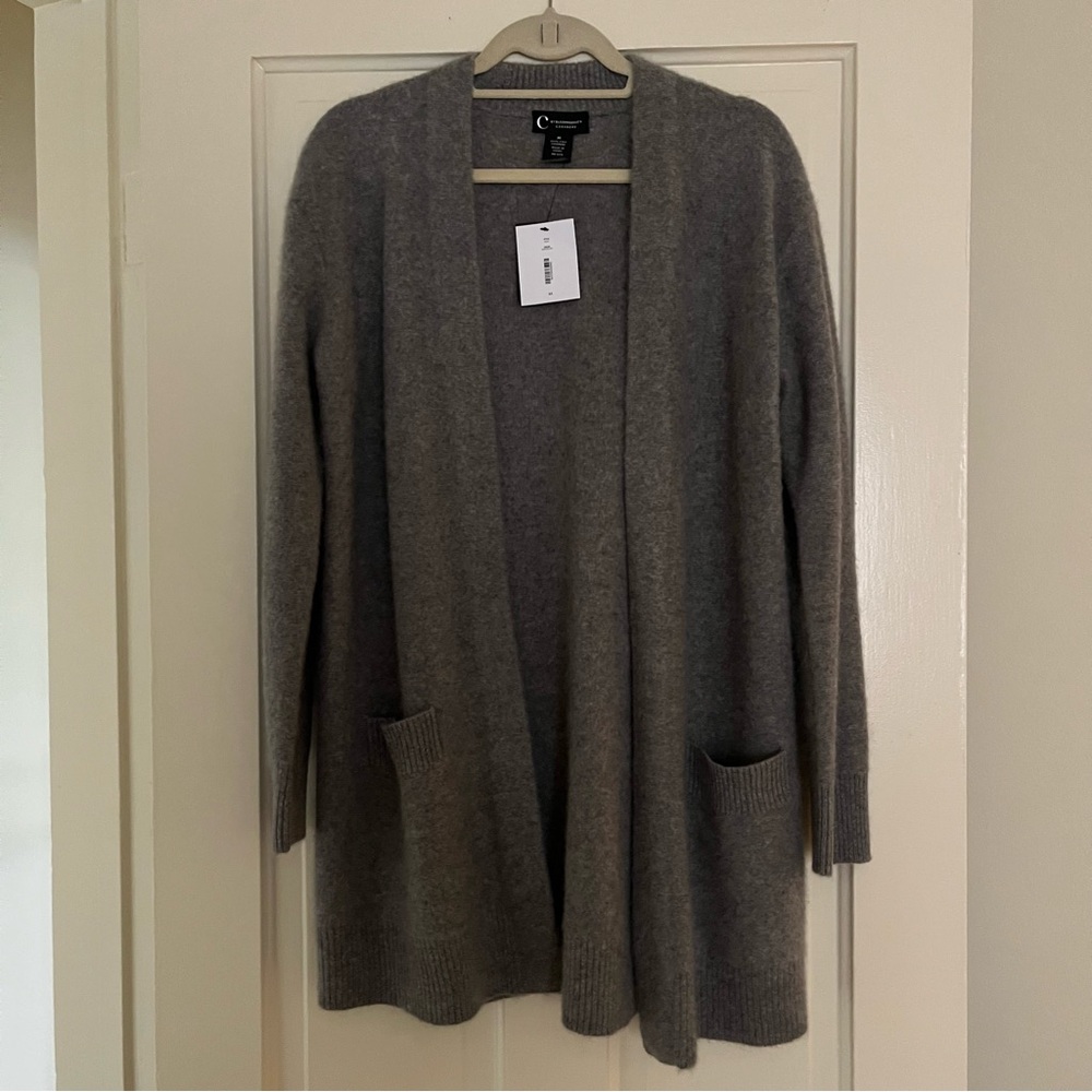 Bloomingdale's Gray Knit Cardigan Sweater